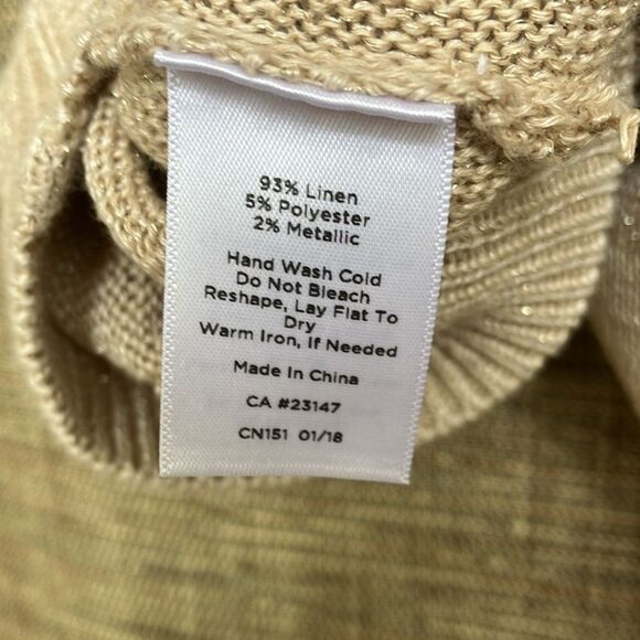 Talbots linen metallic short sleeve sweater top - Picture 4 of 5